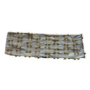 DKNY Fringe Woven Turmeric Yellow Ivory Long Decorative Pillow Cover Cotton